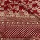 Red Slub Dupion Fabric Banarasi Floral Embroidery With Daman Border