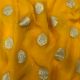Mustard Yellow Banarasi Georgette Organza Fabric Floral Motifs