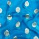 Blue Banarasi Georgette Organza Fabric Floral Motifs