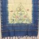 Blue Silk Chanderi Dupatta Floral Print With Blue Border