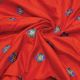 Orangish Red Barfi Silk Fabric with Zari / Thread Embroidery