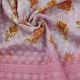 Pink Cotton Chikankari Thread Embroidery Fabric with Border and Print
