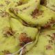 Lemon Green Pure Organza Fabric with Floral Print