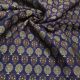 Navy Blue Banarasi Silk Fabric with Floral Zari Motifs