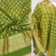 Green / Yellow Two Tone Banarasi Silk Dupatta with Zari Elephant Design