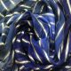 Navy Blue 4D Colors Ombre Shaded Organza Fabric with Stripes