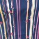 Navy Blue Cotton Satin Fabric Floral Stripes Print