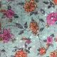 Sea Green Muslin Floral Printed Fabric With Gold Sequins Embroidery