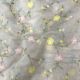 Baby Pink Maheshwari Silk Fabric with Floral Thread Embroidery