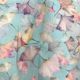 Sky Blue Floral Printed Pure Linen Fabric