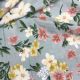 Sea Green Floral Motifs Printed Rayon Cotton Fabric 54 Inches Width