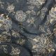 Dark Grey Floral Thread Embroidery Slub Dupion Fabric