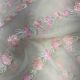 Peach Pure Organza Silk Fabric with Floral Sequins Embroidery