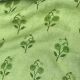 Green Motifs Floral Printed Pure Linen Fabric