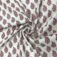 Cream Cotton Block Printed Fabric with Maroon Floral Motifs