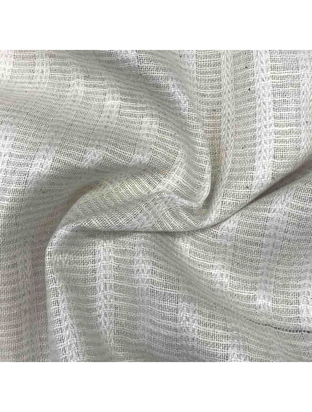 White Checks Zari Jute Fabric Saroj Fabrics
