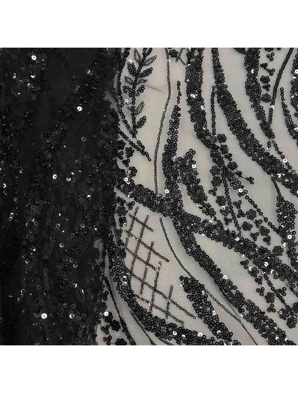 Black Net Fabric with Sequins Embroidery 60 Inches Width