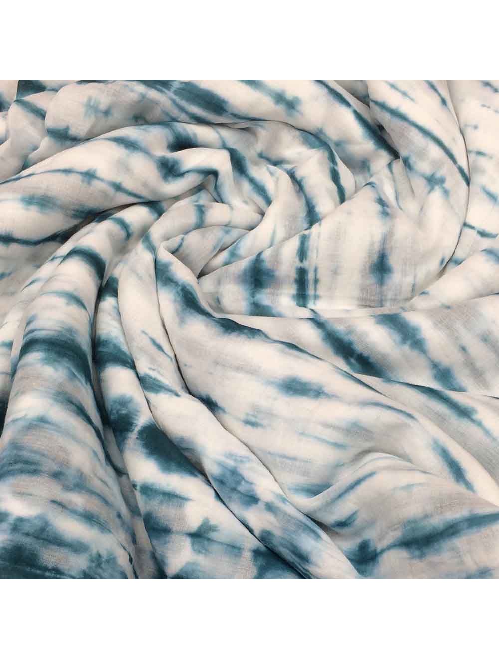 Sky Blue Tie Dye Batik Mulmul Cotton Fabric