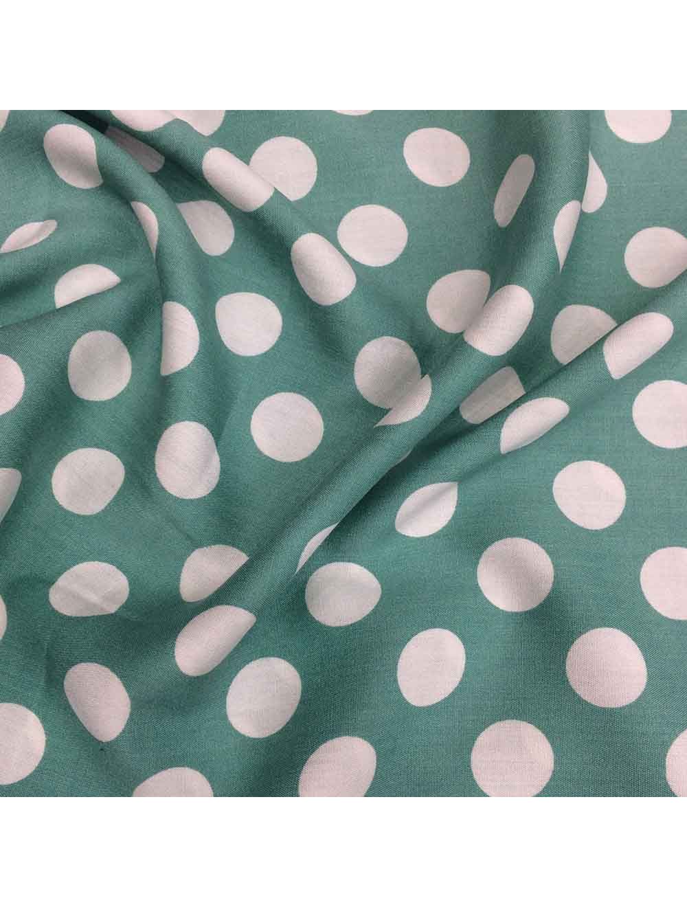 Pista Green Polka Dots Print Rayon Cotton Fabric