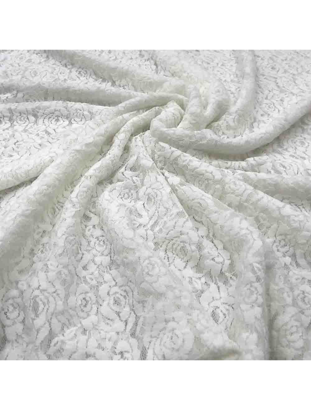 White Net Lace Stretch Fabric (Dyeable)